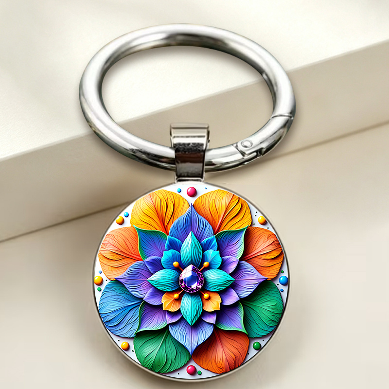 Iridescent Lotus Theme Keychain